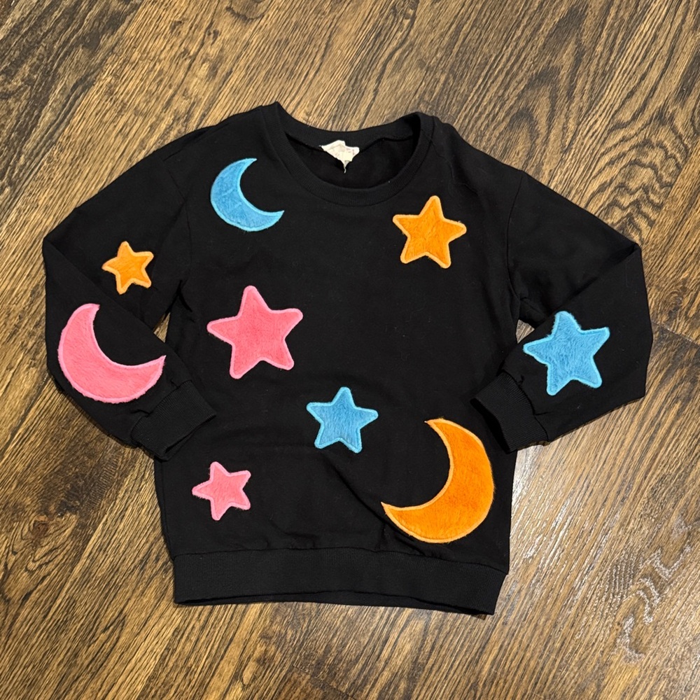 Hannah Banana Black Sweatshirt with Colorful Patches